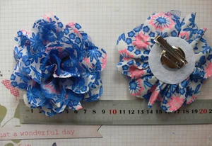 AZUL REAL Encaje BLANCO Y ROSA Organza Flor 10cm CLIP & BROCHE Ready2wear LFHTop - Imagen 1 de 4