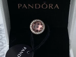 Pandora ALE 14k Rose Gold Radiant Heart Blush Sparkling Crystal CZ Pink Charm - Picture 1 of 7