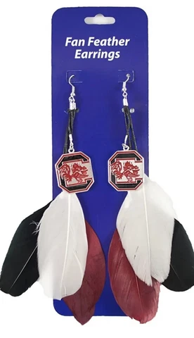 NCAA South Carolina Gamecocks Feather Earrings Cover