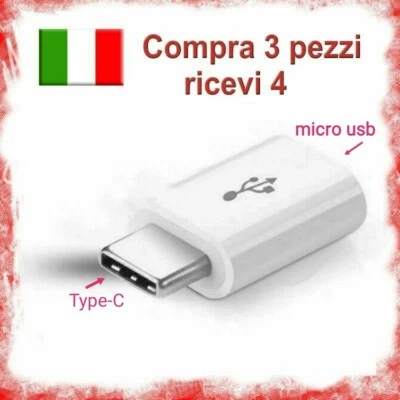 Adattatore Adapter da Micro USB a Tipo C Type C per Samsung Huawei Xiaomi usb 2 - Immagine 1 di 4