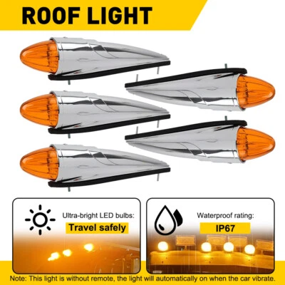 5x 17 LED Amber Torpedo Cab Marker Roof Running Top Light For Kenworth Peterbilt - Image 1 of 4