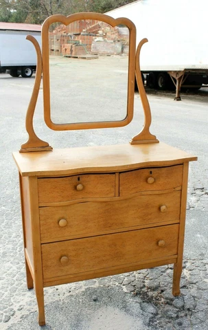 Vintage Birdseye Maple 2 over 2 Vanity Dresser Cover