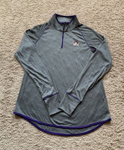 East Carolina Pirates Sweatshirt Womens Large Gray Long Sleeve 1/4 Zip 2598 Cover