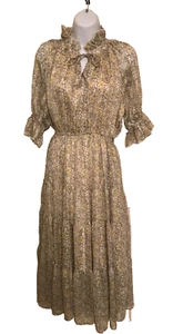 NEW ~ NORDSTROM ~ MELLODAY YELLOW FLORAL PRINT ~ PEASANT TIERED BOHO DRESS ~ XS - Picture 1 of 11