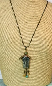 Vintage/Retro Artisan Crafted Cuckoo Clock/Birdhouse Mixed Metals Necklace-36" - Picture 1 of 12
