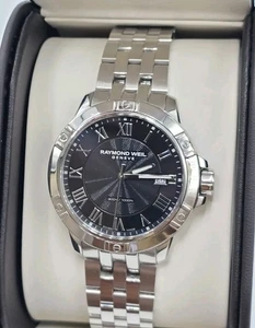 Raymond Weil Tango Men's Watch 8160 Swiss Black Dial Date Silver Stainless 41 mm - Picture 1 of 13