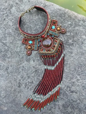 Collana donna pietre dure e perline fatta a mano - Immagine 1 di 4