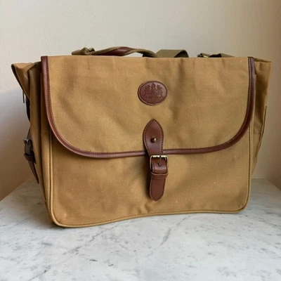 Ralph Lauren Safari Canvas Briefcase Tote Bag Tan w/ Faux Leather Trim - Image 1 of 4