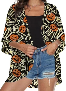 Cardigan donna vacanza spiaggia kimono Halloween leggero copricostume MED - Foto 1 di 7