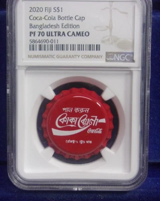 Tapa de botella Coca-Cola 2020 edición Bangladesh NGC PF70 Ultra Cam Foto 1 de 2
