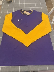 Nike FJ9549-546 Mens LARGE Long Sleeve Zipper Purple Yellow Sleeves Lakers LSU - Picture 1 of 4