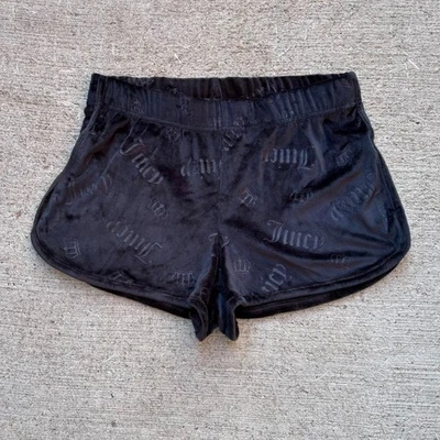 Y2K Juicy Couture Black Velour Booty Shorts Womens Size Small - Image 1 of 4