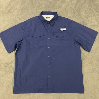 Habit Solar Factor 40+ Navy Blue Button Down Fishing Short Sleeve Men's Size XL - Image 1 of 4