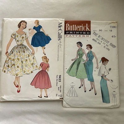 Vestido halter vintage años 50 patrón Butterick #7280 McCalls #9433 talla 12 busto 30 Foto 1 de 4