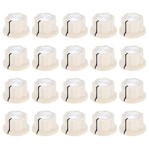 20Pcs Potentiometer Knob Fit 1/4" Shaft Pots, Set Screw Brass Insert, Cream W... - Picture 1 of 6