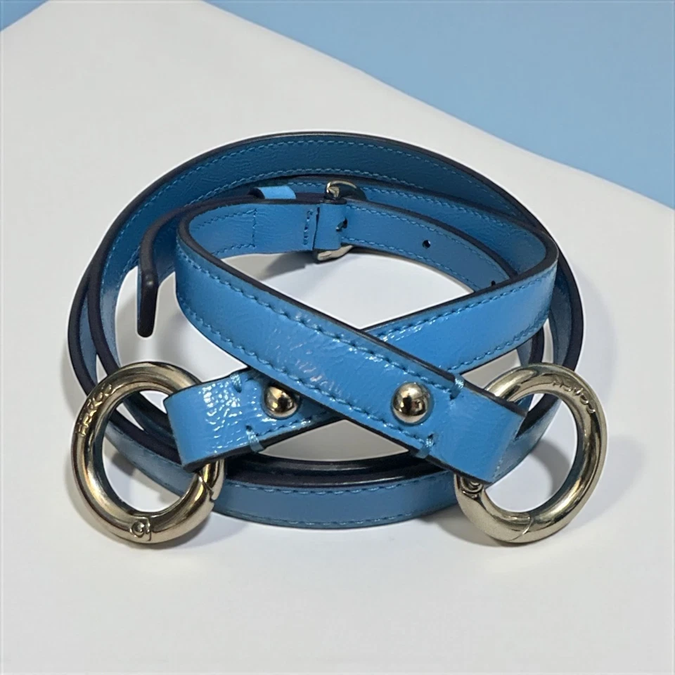 Coach Repuesto Cartera Correa Azul Charol Plateado Lazo Clips Ajustables Foto 1 de 4