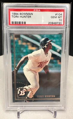 Bowman #104 Torii Hunter Twins 1994 radiocontrol novato PSA 10 GEMA como nuevo Foto 1 de 2
