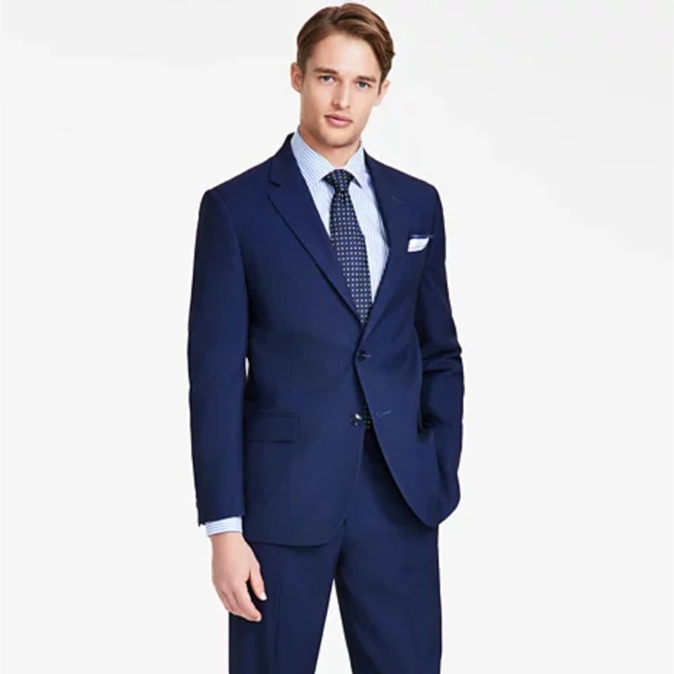 Blazer Traje Formal Bielástico Azul Ojo de Pájaro Ajuste Moderno Nautica Para Hombre Talla 44S Foto 1 de 4