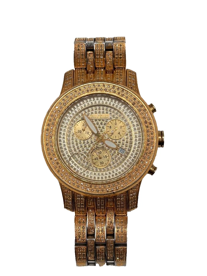 Joe Rodeo Classic 0702 3.75Ct Diamonds Stainless Steel Gold Tone Watch As Is PH9 - Image 1 of 4