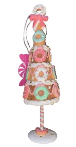 peppermint Square pink clay dough pink donut gingerbread bow Christmas tree New - Picture 1 of 6