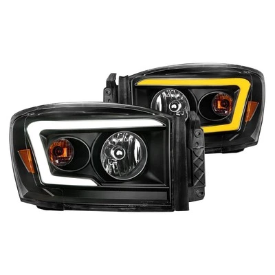For Dodge Ram 3500 06-09 Headlights Driver & Passenger Side Black Switchback LED Foto 1 de 4