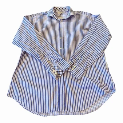 Jack Stone Men's Size XL Blue White Striped Long Sleeve Button Front Shirt - Image 1 of 4