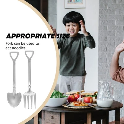  Set di 2 cucchiai da forchetta in acciaio inossidabile, cucchiaio a forma di - Immagine 1 di 4