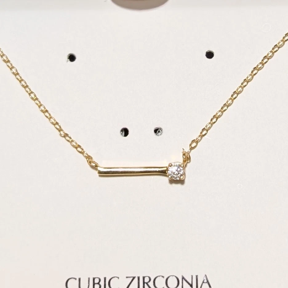 Collar Bernini gigante de una sola barra para mujer con circonita cúbica de oro de 18 quilates sobre esterlina de 16"-18" Foto 1 de 4