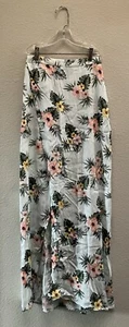 FOREVER 21 Light Blue Tropical Floral Slit Long Skirt size XS - Picture 1 of 7
