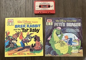 Disney BRER HASE & DAS TEERBABY /PETES DRACHE Mitlesebuch & Kassette Band - Bild 1 von 4