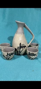 Japanese Sake Pot Set Porcelain Ceramic Craft Wine Glasses Saki Cups 5 Pieces - Picture 1 of 4