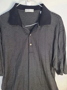 Camisa polo de golf Peter Millar manga corta talla L negra gris a rayas para hombre - Imagen 1 de 9
