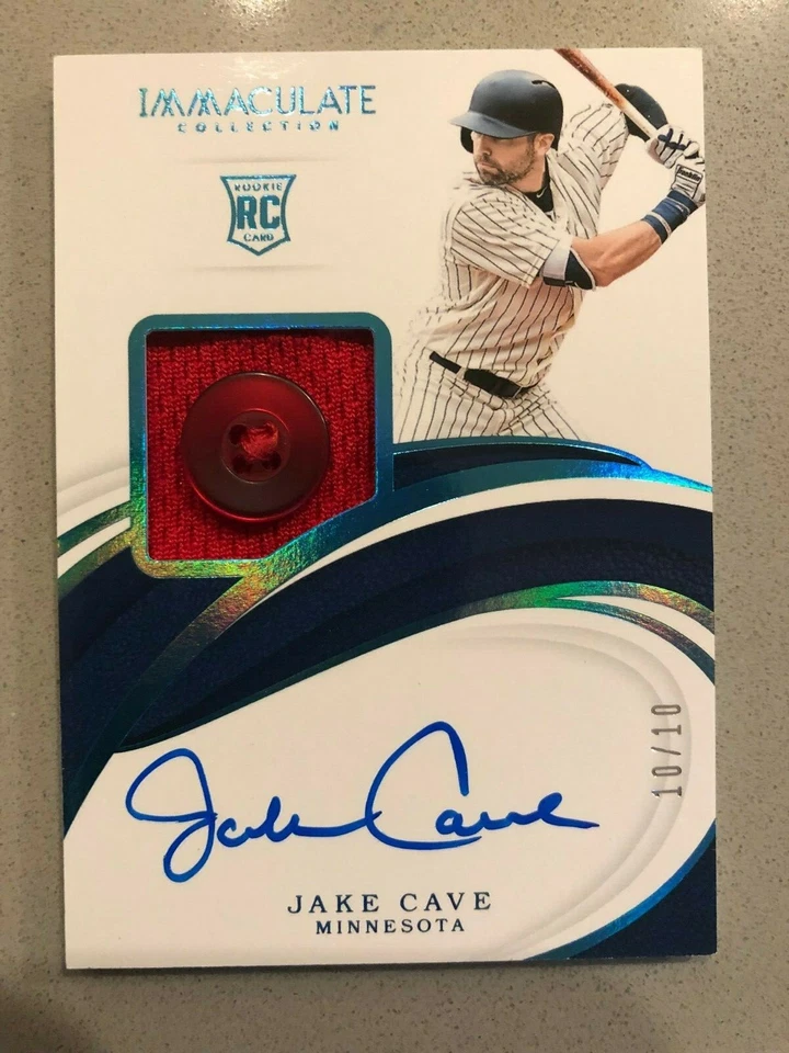 2019 Panini Immaculate Jake Cave Button RC Auto # 10/10 Minnesota Twins - Image 1 of 2