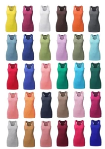 A2Y Women's Women's Basic Solid Soft Cotton Scoop Neck Racer-Back Tank Top - Picture 1 of 217