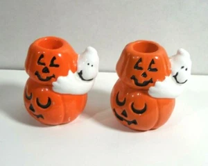 90er Jahre Vintage Set "Halloween Jack-O-Lantern Kerzenhalter" - Bild 1 von 5