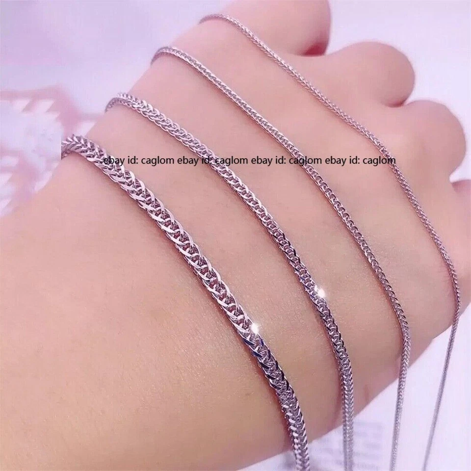 Collar de cadena de platino puro 950 para mujer de 1,1 mm de ajuste de corazón de trigo de 2,78 g/19,6 pulgadas Foto 1 de 4