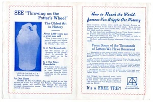 Van Briggle Art Pottery Colorado Springs depliant pubblicitario vintage anni '30 - Foto 1 di 2