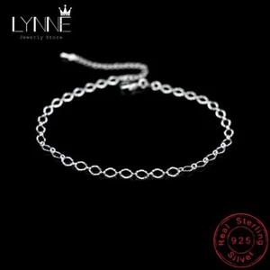 Small Egg Shaped Bracelet -925 Sterling Silver Simple Ankle Chains Women Jewelry - Picture 1 of 13