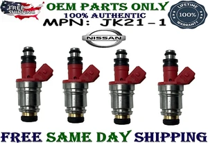 x4 OEM NEW Jecs Fuel Injectors for 1990-1995 Nissan Pickup & D21, 2.4L I4 JS21-1 - Picture 1 of 2