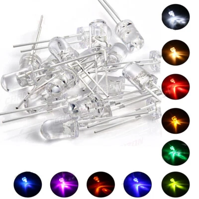 3 5 8 10 mm Runde Top Wasser Klar LED Dioden Weiß Rot 3 Pin Bi-Color Glühbirne - Bild 1 von 4