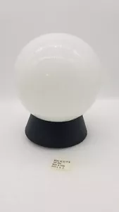 Indoor/Outdoor White Round Globe Ceiling Flush Mount Light Fixture - Black Base - Picture 1 of 6