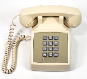 Teléfono con cable vintage AT&T pulsador beige control de volumen R2500 DMG - Imagen 1 de 10