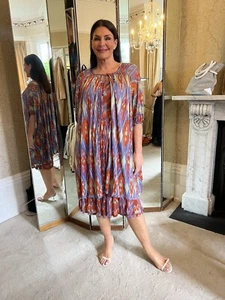 Missoni Vintage Dress And Jacket Purple Rust Print 100% Silk Jersey - Picture 1 of 4