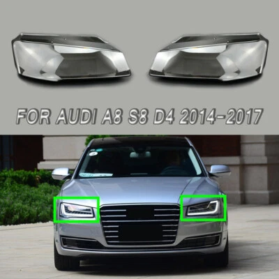 Par de cubiertas de faros transparentes aptas para Audi A8 S8 D4 2014-2017 Foto 1 de 4