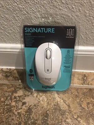 Logitech Signature M650 Mid-size Wireless Scroll Mouse Silent Click New White - Image 1 of 2