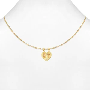 14k Yellow Gold Jesus Virgin Mary Breakable Split SMALL Pendant Charm With Chain - Picture 1 of 4