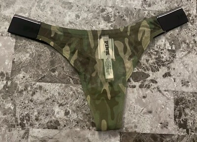 NWT VICTORIA'S SECRET PINK CAMOUFLAGE CAMO MESH THICK SIDE STRAP THONG PANTIES - Image 1 of 4