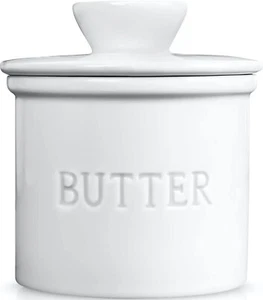 PriorityChef Butter Crock with Lid, On Demand Spreadable Butter, French White - Picture 1 of 7