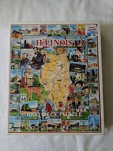 White Mountain Illinois Puzzle  1000 Piece  2008  Abraham Lincoln Map Complete 