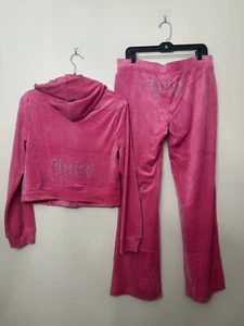 Juicy Couture Women's size L Pants & Hoodie set MSRP $199 NWT Bubble gum - Picture 1 of 6